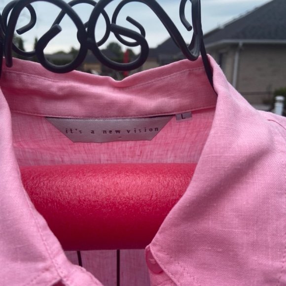 🎀 3 for $45 Pink 100% Linen Top in VGUC Size L - Picture 5 of 16